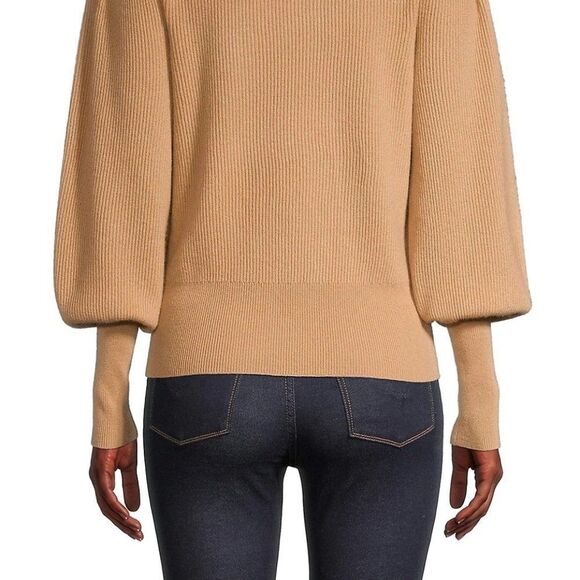 NEW En Thread Knit Puff-Sleeve Sweater BALASAM TAN - Picture 4 of 5